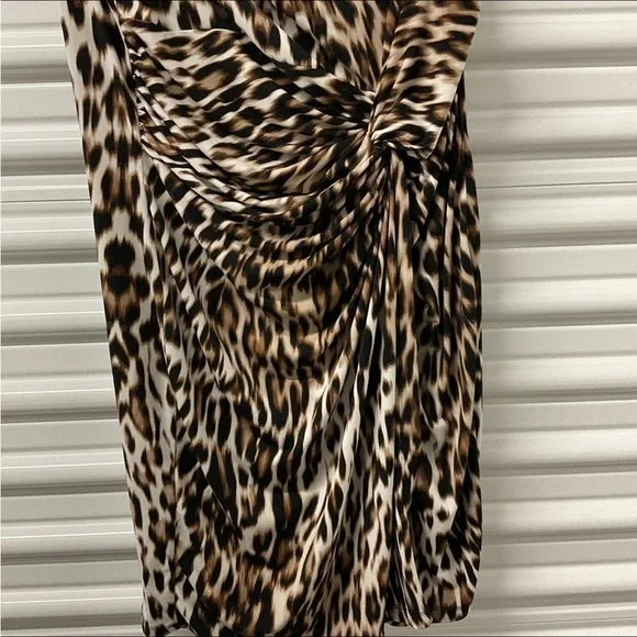 Worthington Faux Animal Print Dress Size Petite L - Picture 3 of 4